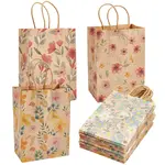 16Pcs 4 Styles Flower Print Paper Bags with Handles