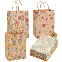 16Pcs 4 Styles Flower Print Paper Bags with Handles