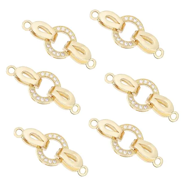 6 Sets Brass Micro Pave Cubic Zirconia Fold Over Clasps