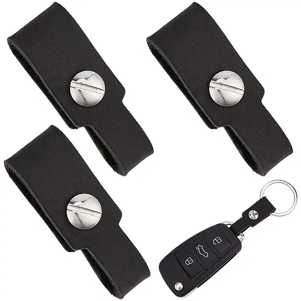 4Pcs Cowhide Leather Keychain with Screw