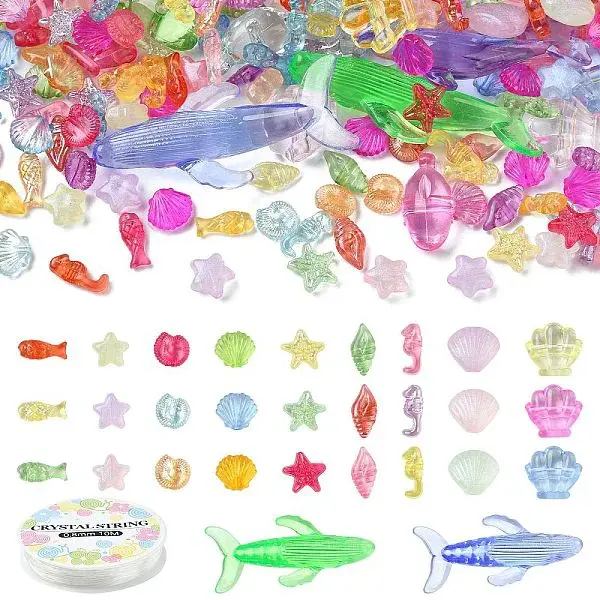 DIY Sea Animal Transparent Acrylic Beaded Bracelets Jewelry Making Kits