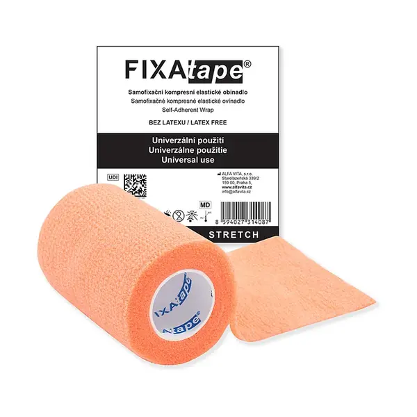 FIXAPLAST Fixatape stretch samofixační obinadlo 7,5 cm x 450 cm oranžové 1 kus
