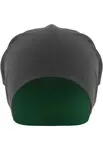 Jersey Beanie oboustranná h.dřevěné uhlí/kelly