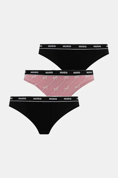 Bavlněná tanga HUGO TRIPLET THONG DESIGN 3-pack