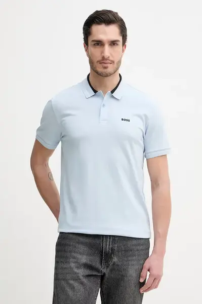 BOSS Green polo tričko pánske bavlnené s elastanom