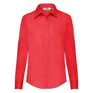 Red ladies' classic poplin shirt Fruit Of The Loom