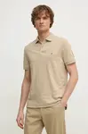 Bavlněné polo tričko Tommy Hilfiger béžová barva, MW0MW37528