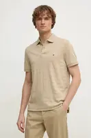Bavlněné polo tričko Tommy Hilfiger béžová barva, MW0MW37528