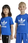 Dětské bavlněné tričko adidas Originals modrá barva, s potiskem, IY2376