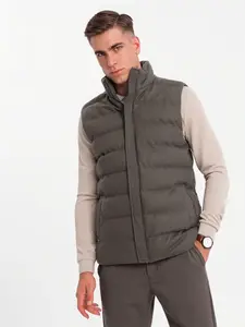 Ombre Men's quilted wool sleeveless jacket - olive melange