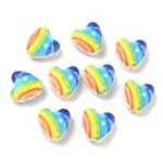 Printed Rainbow Pattern Handmade Porcelain Beads