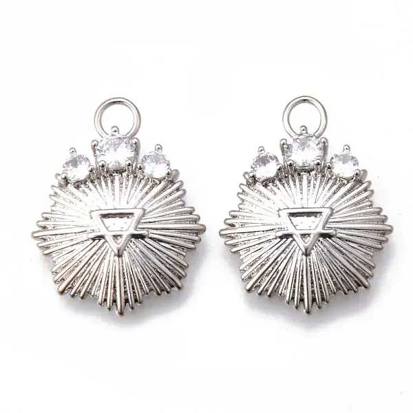 Brass Micro Pave Clear Cubic Zirconia Pendants