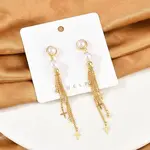 Brass ABS Plastic Pearl Tassel Stud Earrings