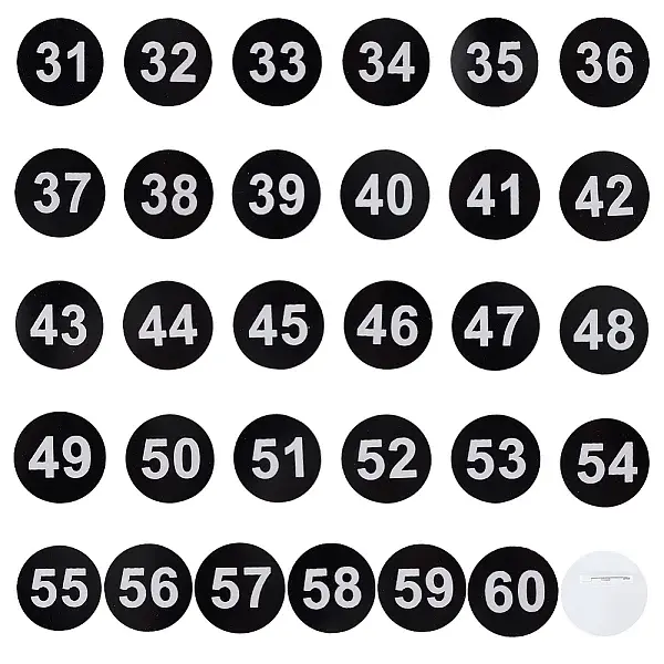 1 Set Round ABS Plastic Number Brooches Sets