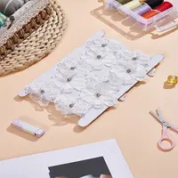 1 Yard Double Layer Polyester 3D Flower Lace Trim Ribbon with Rhinestone