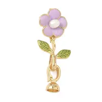 Flower Brass Enamel Fold Over Clasps