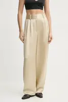 Kalhoty By Malene Birger dámské, béžová barva, široké, high waist