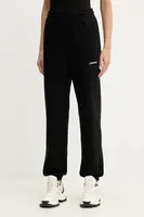 Tepláky La Mania černá barva, přiléhavé, high waist