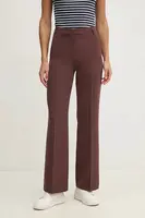 Kalhoty Sisley dámské, hnědá barva, jednoduché, high waist, 4KVXLF02I