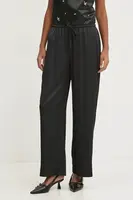 Kalhoty Abercrombie & Fitch dámské, černá barva, jednoduché, high waist, KI156-4594