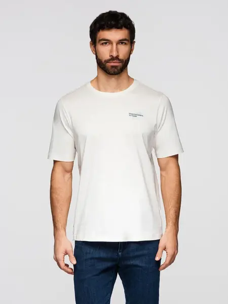 Ombre Men's cotton t-shirt with double printed logo - white