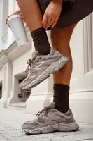 Milena Dámske Ponožky S Prúžkami Čokoládové