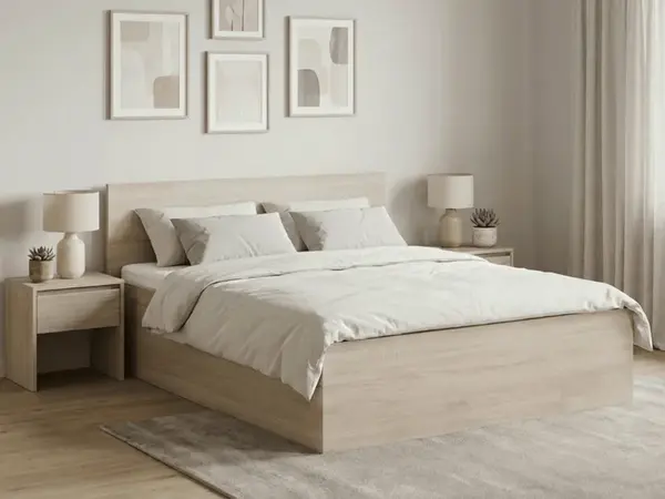 Postel SOFIA 140 x 200 cm, dub sonoma Rošt: S laťkovým roštem, Matrace: Matrace Coco Maxi 20 cm