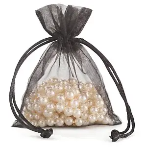 25 x Organzové sáčky černé 90 x 90 mm