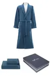 Pánský župan LORD + ručník + osuška + dárkový box M Modrá