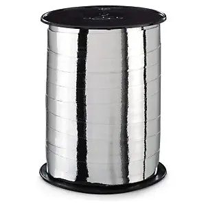 2 x Lesklé darčekové stuhy šírka 10 mm, dĺžka 225 m, strieborné