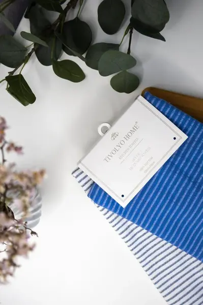 Kuchyňské utěrky LINES, 2 ks Modrá Sada (2ks, 45x70 cm)