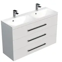 Kúpeľňová skrinka s dvojumývadlom SAT Cube Way 120x76,5x40 cm biela lesk CUBE21203BL