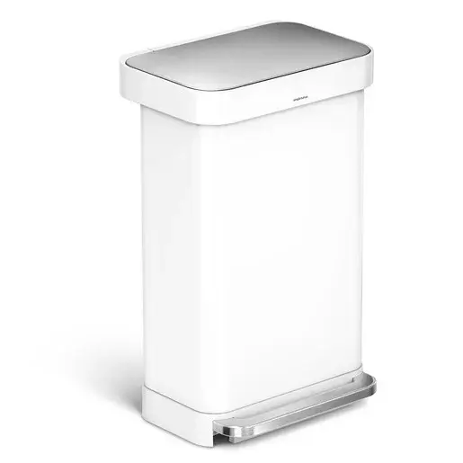 Simplehuman Pedal bin odpadkový kôš voľne stojací 45 l biela oceľ lesk SHCW2027