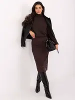 Tmavě hnědá midi sukně s krajkou