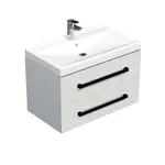 Kúpeľňová skrinka s čiernou úchytkou a umývadlom SAT Cube Way 80x53x46 cm biely lesk CUBE46C802BIVER