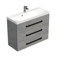 Kúpeľňová skrinka s čiernou úchytkou a umývadlom SAT Cube Way 100x76,5x40 cm betón mat CUBE2C1003BE