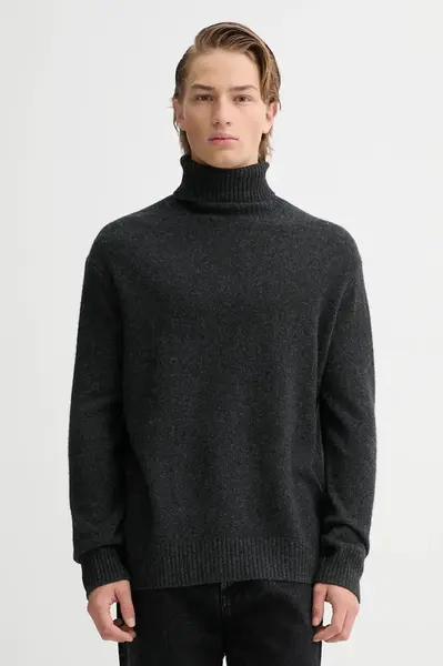 Vlněný svetr A.P.C. Pull Mahe pánský, šedá barva, s golfem, WYAAD.H23443