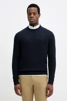 Svetr s příměsí kašmíru BOSS H-Hetico pánský, tmavomodrá barva, 50549975