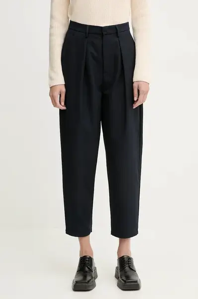 Kalhoty Marc O'Polo dámské, tmavomodrá barva, střih cigarette, high waist, 5000007591