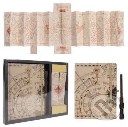 Darčekový set Harry Potter: Záškodnícka mapa (A5 svietiaci blok - pero - mapa)