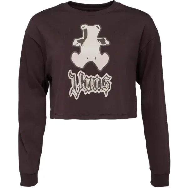 Vans LIL BEAR RELAX CROP LS TEE Dámsky crop top, hnedá, veľkosť