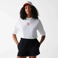 New Era NEW YORK YANKEES LEAGUE ESSENTIAL MIDI CROP Dámské triko, bílá, velikost