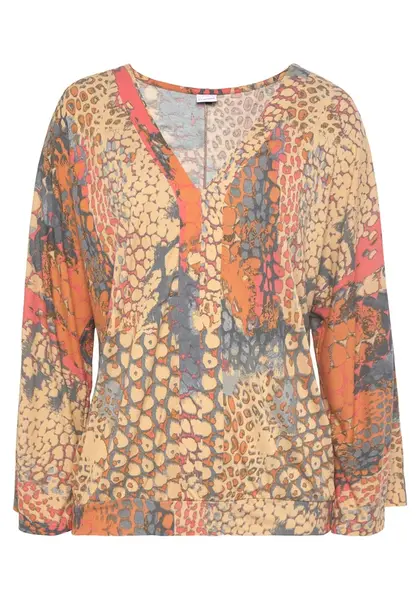 BUFFALO Blúzka  béžová / sivá / oranžová