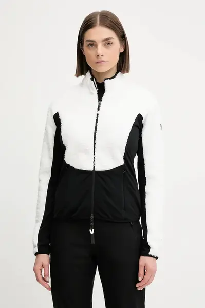 Sportovní mikina EA7 Emporio Armani dámská, bílá barva, hladká, AF14796.7W000385