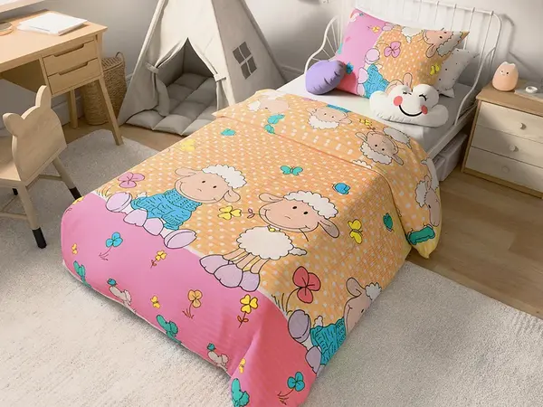 Krepové povlečení do postýlky OVEČKY krémové Rozměr povlečení: 45 x 65 cm | 90 x 135 cm