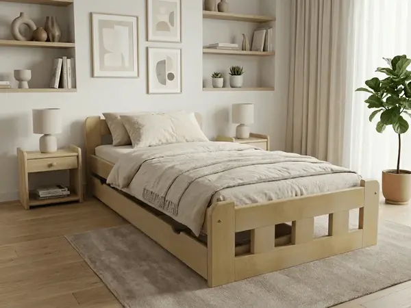 Postel Naomi zvýšená 80 x 200 cm, borovice Rošt: Bez roštu, Matrace: Bez matrace