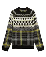 Lyle & Scott Sveter 'Fair Isle'  limetková / sivá / čierna / biela