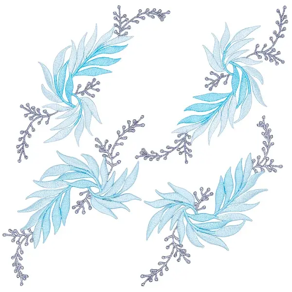 4Pcs 2 Style Leaf Computerized Embroidery Cloth Iron on/Sew on Patches