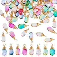 80Pcs 8 Colors Glass Pendants