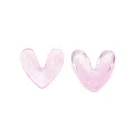 3D Heart with Glitter Powder Resin Cabochons